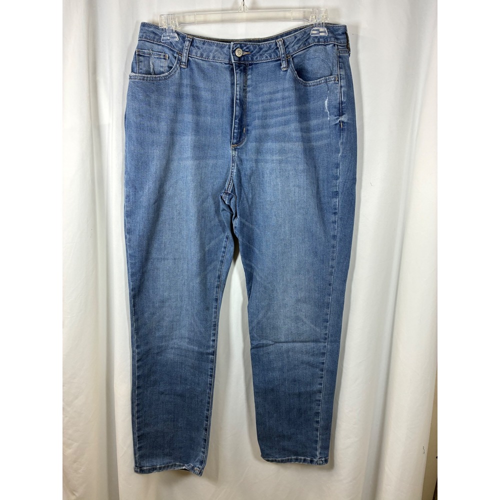 Sonoma Goods For Life Curvy Straight Leg Jeans Medium Wash Blue 16R Distressed